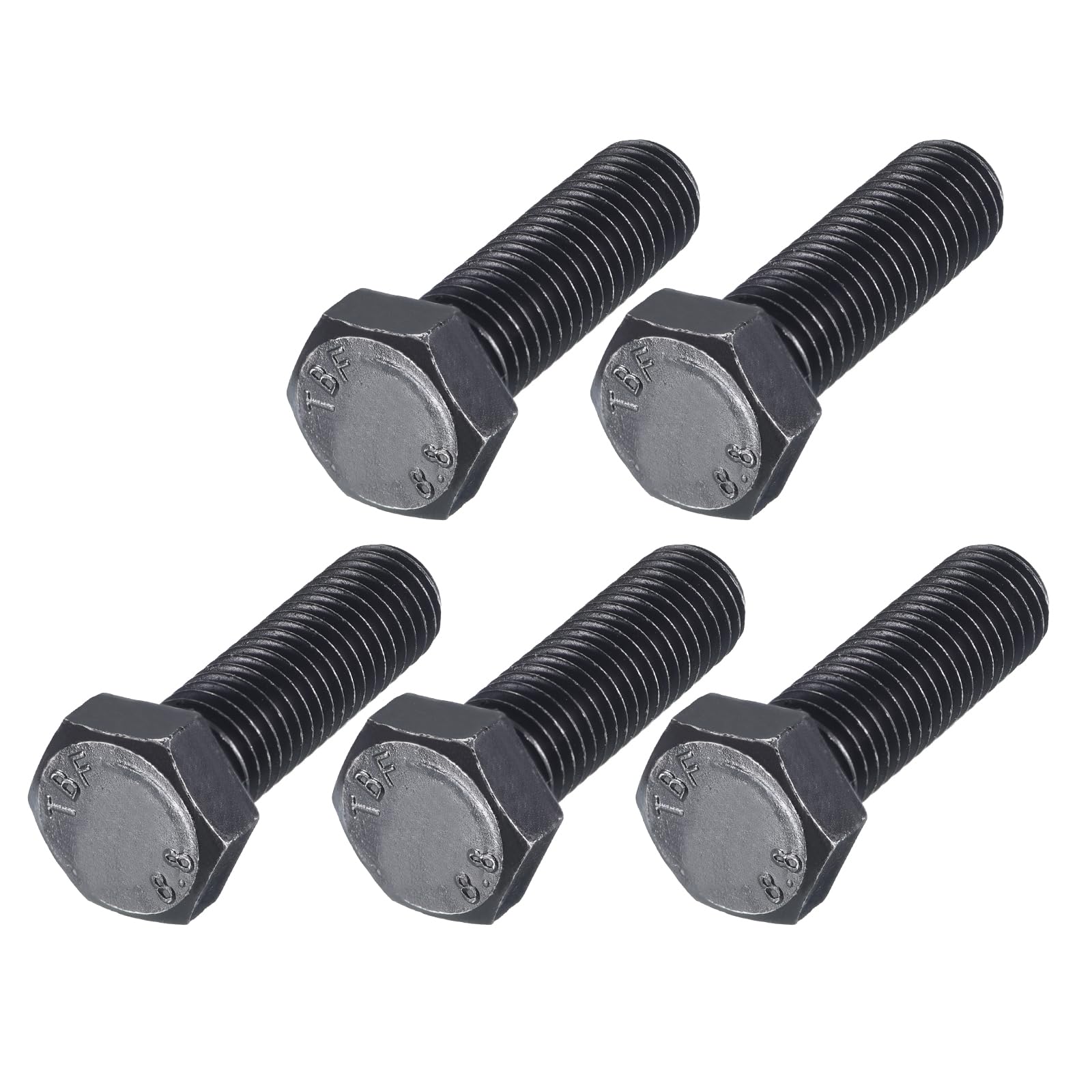 METALLIXITY Hex Bolts (M12-1.75x40mm) 5Pcs, 8.8 Grade Carbon Steel Fully Threaded Black Oxide, Coarse Thread UNC Hex Head Screw Bolt - for Furniture Repair — image 1