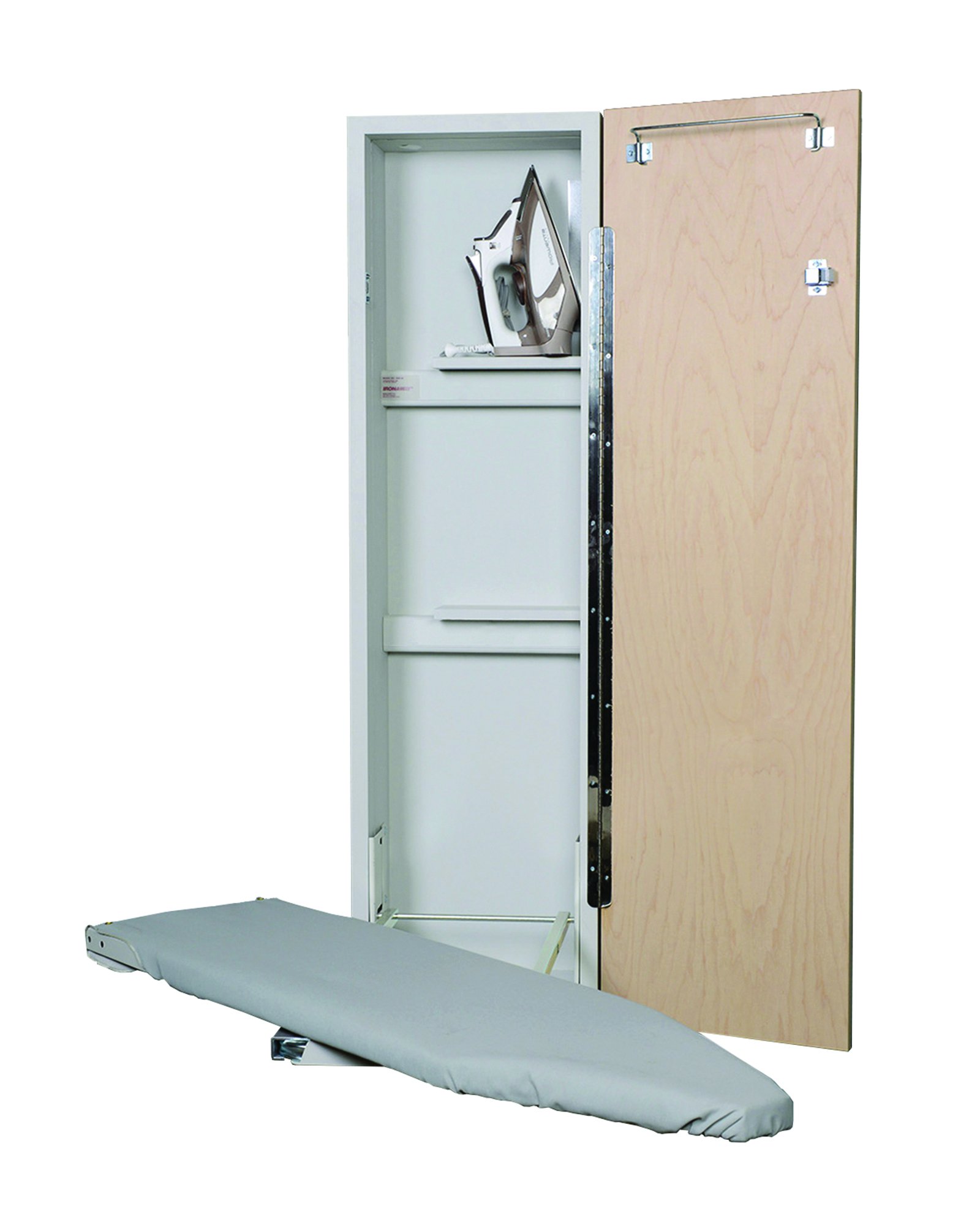 Iron-A-Way Built-In Ironing Center with 42 Inch Swiveling Ironing Board, Hot Iron Storage and Flat Maple Veneer Door-ANE42WDU
