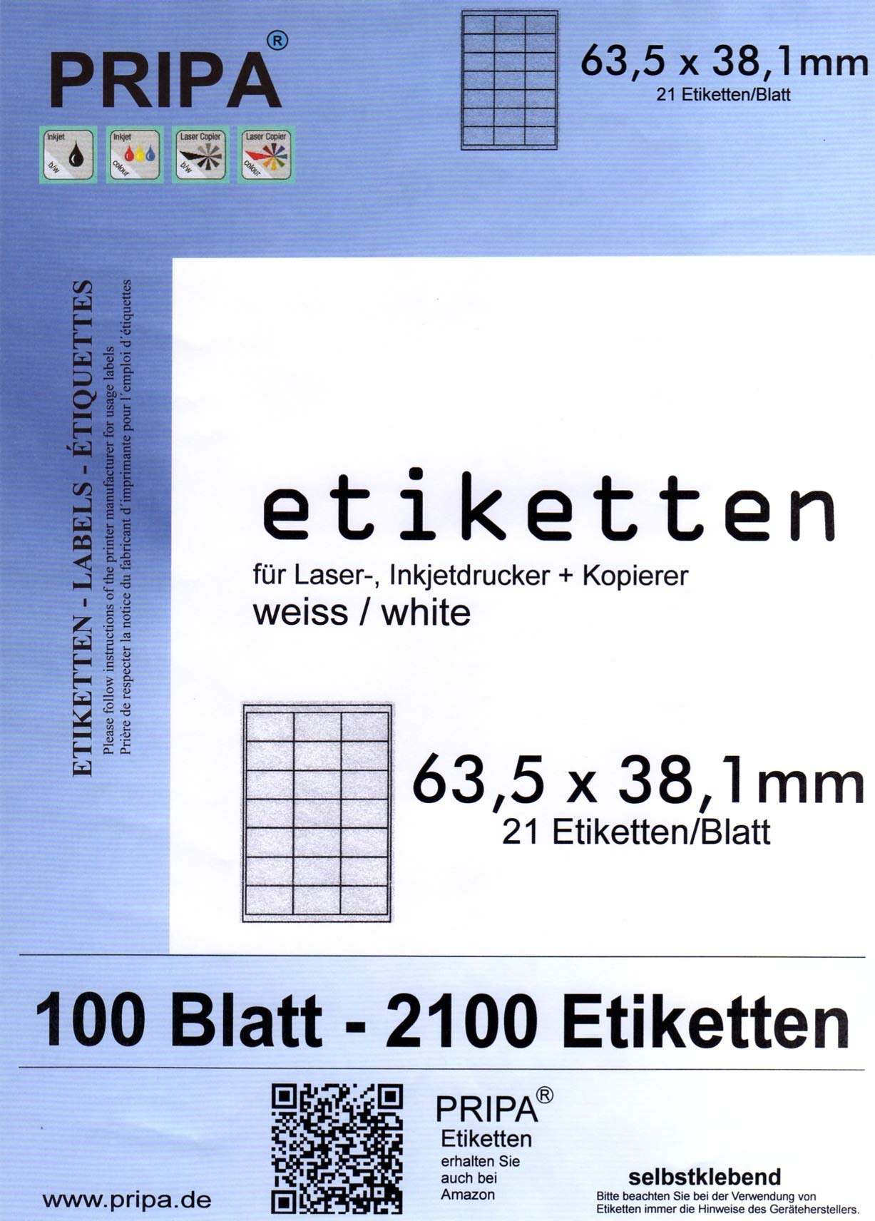 Pripa DHL Post – Labels (63.5 x 38.1 mm, 63.5 x 38.1-100 Sheets – White