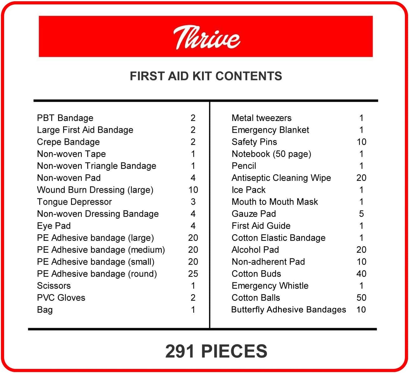 First Aid Kit – 291 Pieces – Bag. Packed with Hospital Grade Medical Supplies for Emergency and Survival situations. Ideal for The Car, Camping, Hiking, Travel, Office, Sports, Pets, Hunting, Home: Health & Personal Care