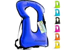 JURMICKEY Inflatable Snorkel Vest Adults, Portable Snorkel Jacket, Buoyancy Vest for Snorkeling, Swimming, Kayaking, Boating, Safety Load Up to 220 Ibs