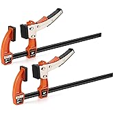Jorgensen 12-Inch Bar Clamp Set, Ratcheting Bar Clamps, 2 Pack | Quick Release Gear Clamps for Woodworking, 600 lbs Load Limit