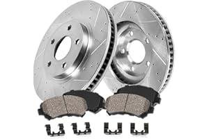 Callahan Brake Parts Front Brake Kit for 2009-2013 Toyota Matrix, 2009-2018 Corolla, 2008-2014 Scion XD - Drilled and Slotted Disc Rotors with Ceramic Brake Pads Replacement