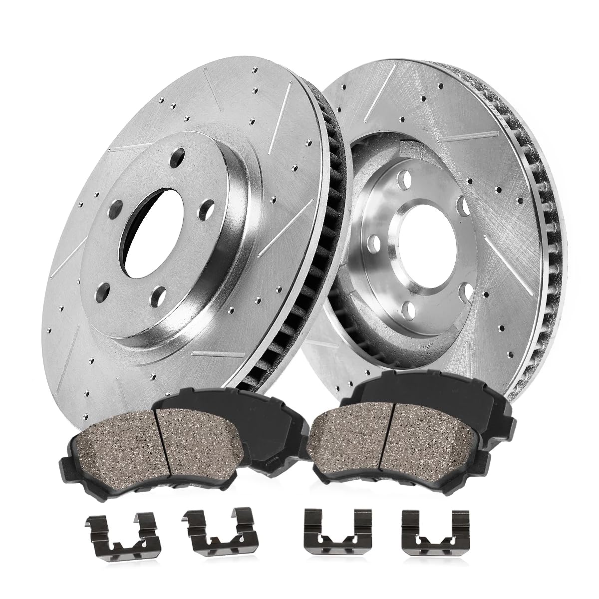 Callahan Front Drilled Slotted Brake Disc Rotors and Ceramic Brake Pads + Hardware Brake Kit For 2013 2014 2015 2016 2017 2018 2019 2020 2021 2022 Ford F-250 F-350 4WD | 2013-2016 F-450 8 Lug