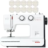 Bernette B33 Swiss Design Sewing Machine | Mechanical, Heavy-Duty, Portable, 15 Built-In Stitches, 5mm Stitch Width, Front-Loading Bobbin, Semi-Automatic Threader, Cutter,10 Bobbins