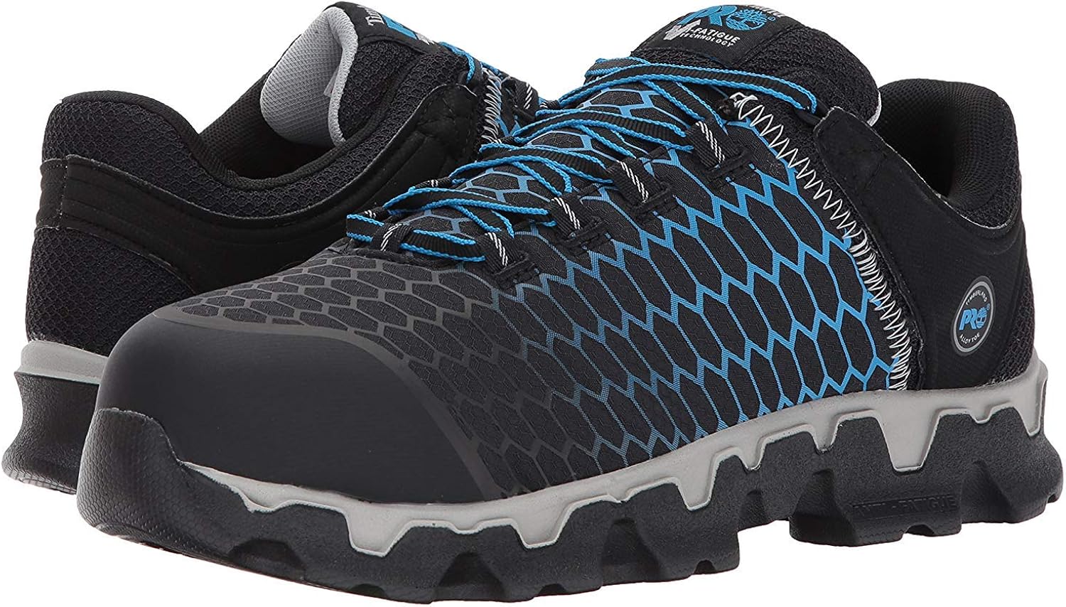 Timberland PRO Men's Powertrain Sport Alloy Safety Toe Electrical Hazard Athletic Work Shoe, Black Ripstop Nylon With Blue, 8.5 Wide: Shoes