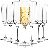 supernal 20 Pack Plastic Champagne Flutes - 7Oz Clear Crystal Champagne Glasses -Plastic Toasting Glasses 3-Pieces Durable Perfect for Party Birthday Anniversary Wedding