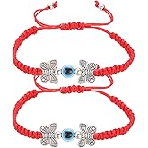MECCANIXITY Evil Eye Lucky Bracelets, Handmade Braided Rope String Adjustable Protection Bracelets, Minimalist Jewelry