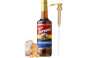 Gingerbread Syrup for Coffee 25.4 Ounces with Little Squirt Syrup Pump, Holiday Flavor