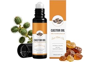 Organic Castor Oil Eye & Frankincense Oil Roller for Dark Circles & Puffy Eyes - Cold Pressed Undereye Roll-On for Brightenin