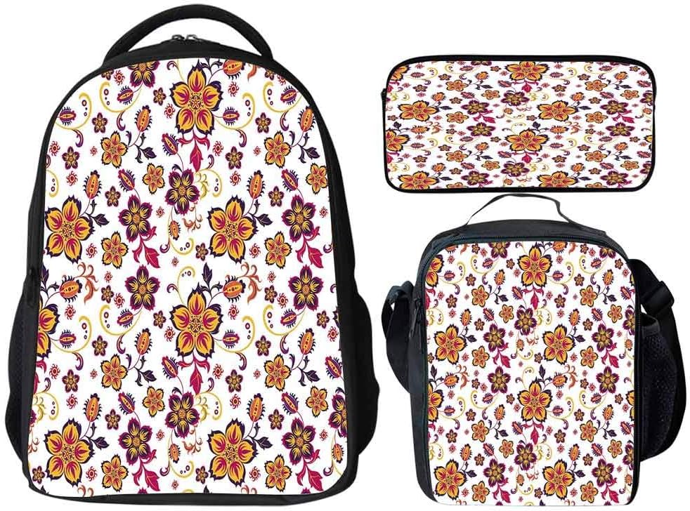 Children School Bag Set 3 Piece Printed Floral Blossoming