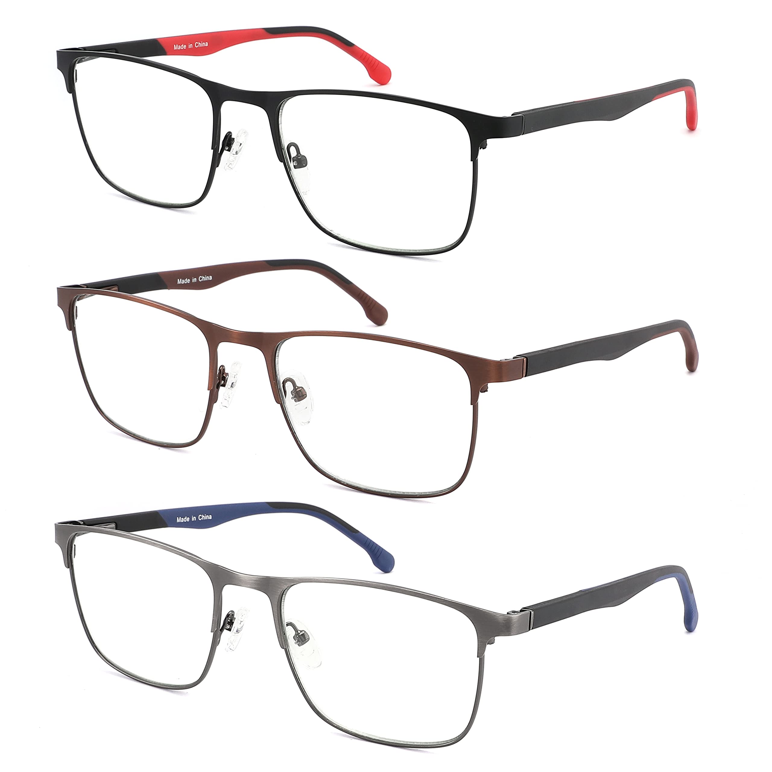 DONGDI Reading Glasses for Women Men,Blue Light Blocking Metal Readers,Spring Hinges Eyeglasses +1.00