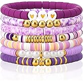 JOLYEAK 7PCS Friendship Bracelets,Heishi Clay Bead Bracelet,Stackable Preppy Bracelets for Stack Beads Boho Jewelry
