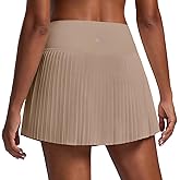 PINSPARK 15" High Waist Pleated Tennis Skirts for Women with Shorts Mini Athletic Workout Golf Skort Skirts with Pockets