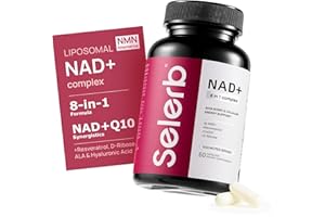 Selerb NAD Supplement Complex NMN Alternative - Liposomal NAD Resveratrol with β-NAD+, CoQ10, D-Ribose for Anti-Aging, Energy, Cellular Renewal and Radiant Skin Health - 60 Capsules