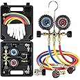 Lichamp AC Gauges R134a R22 R12 R502 A/C Diagnostic Manifold Gauge Set with 5FT Hose, Couplers Puncture and Self Sealing Can Tap, Classic #A301