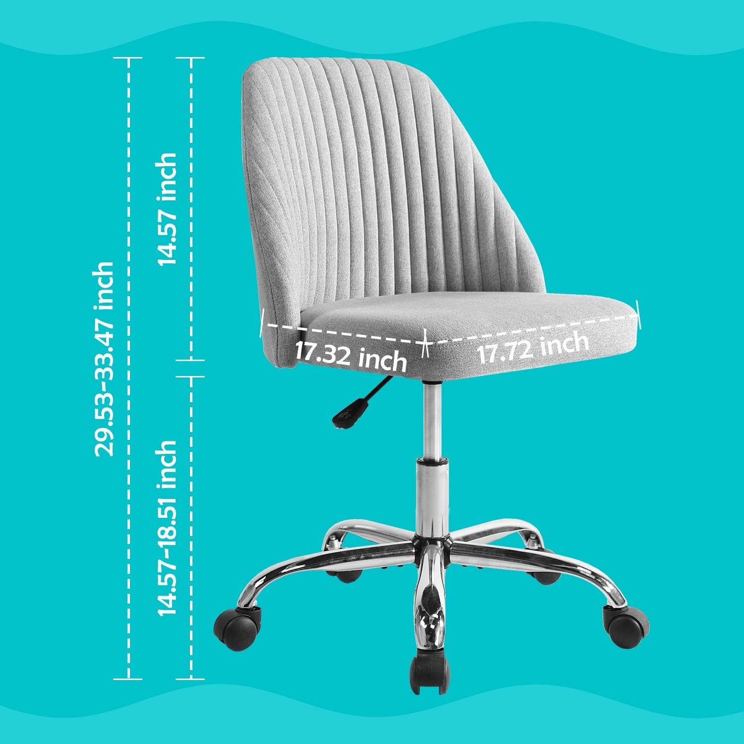 Rimiking Home Office Modern Twill Fabric Adjustable Mid-Back Task Ergonomic Executive Chair, Gray: Furniture & Decor