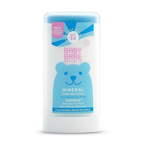 BARE REPUBLIC BABY MINERAL SPF 50 SUNSCREEN AND SUNBLOCK SOFTSTICK, PEDIATRICIAN TESTED AND VEGAN, 2021 FORMULA, 1.0 OZ