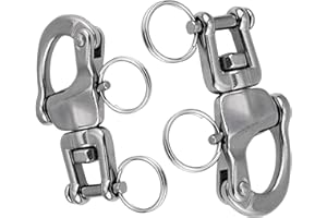 GENERIC 2Pcs Marine Swivel Snap Shackle， 316 Stainless Steel Quick Release Diving Clips Swivel Snap Hook for Sailboat Spinnaker Halyard Yacht