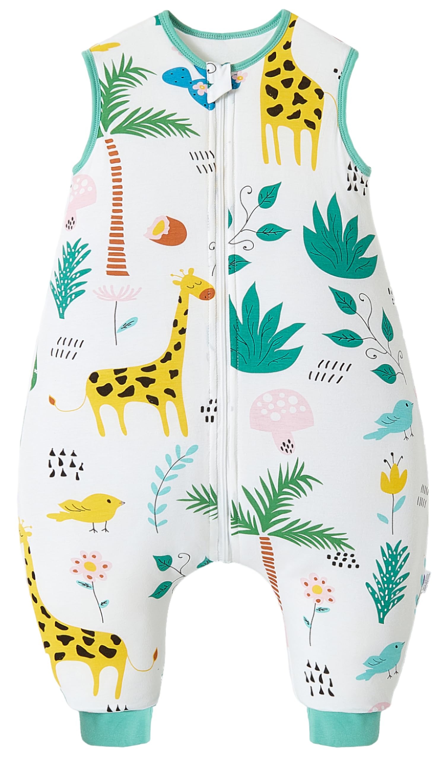 Chilsuessy Toddler Sleeping Bag with Feet (CPC Certification) 2.5 Tog Baby Sleeping Sack with Legs Pyjamas Infant Walking Cotton Wearable Blankets, Giraffe, 90cm/3-4 Years