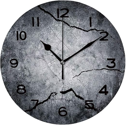 Amazon Com Amauncle 10 Inch Round Face Silent Wall Clock Cracked Concrete Wall Unique Contemporary Home And Office Decor Sw109451 Home Kitchen