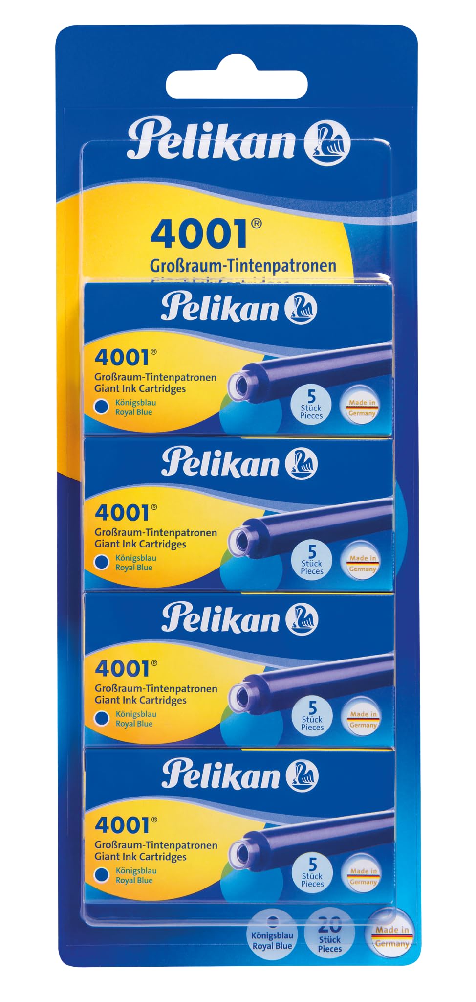 Pelikan 4001 Ink Cartridges 20 Items Blue