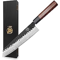 MITSUMOTO SAKARI 9 inch Japanese Kiritsuke Chef Knife, High Carbon Stainless Steel Kitchen Knife, Professional Hand Forged Me