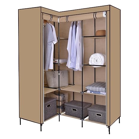 Funime Canvas Wardrobe Corner Wardrobe L Shaped Canvas Wardrobe