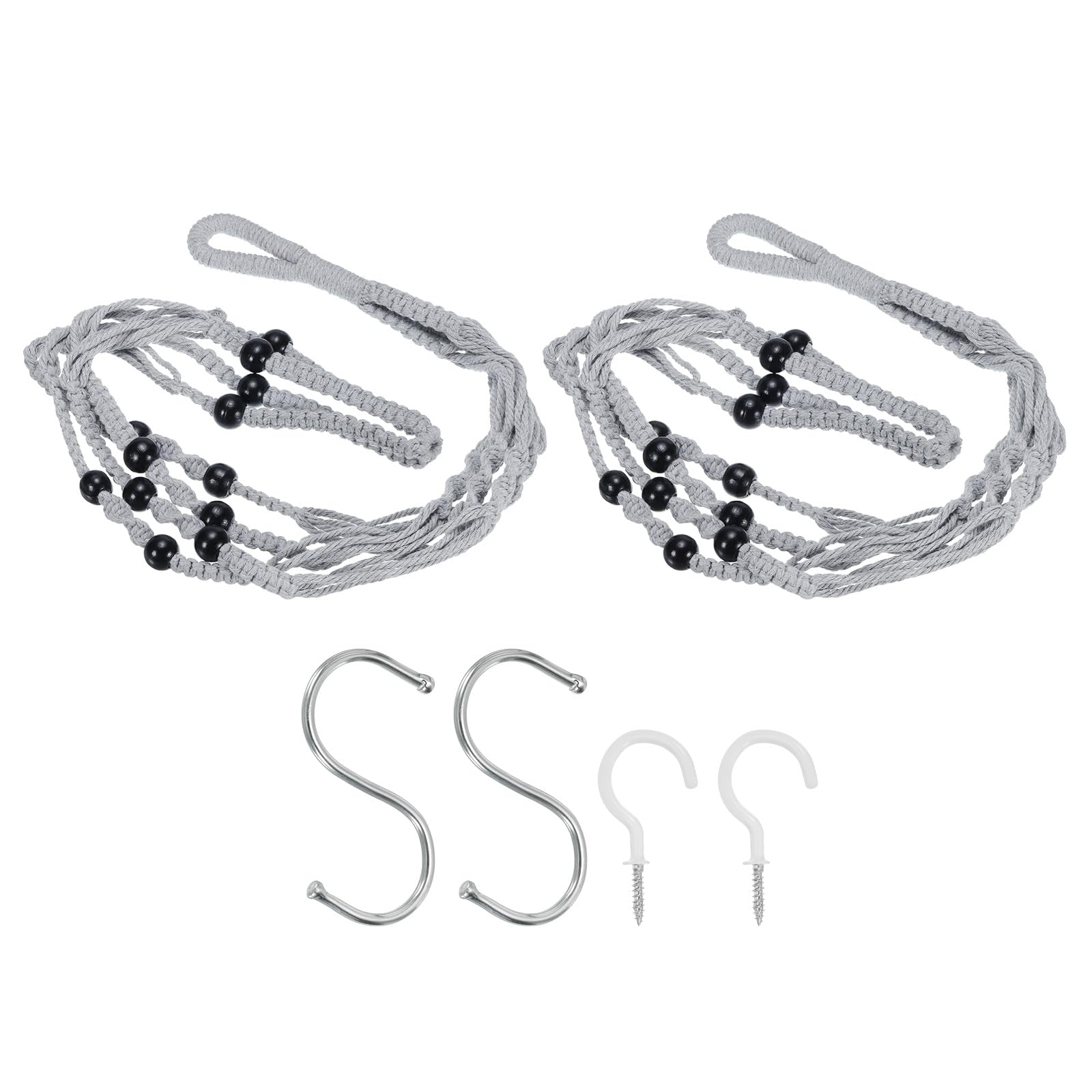 PATIKIL Macrame Plant Hanger Indoor 35", 2 Pcs Long Hanging Plant Holders with Pot for Indoor Home Decor Indoor, Grey