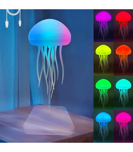 BEHEGTYE Jellyfish Night Light, Cute Jellyfish Lamp LED Voice