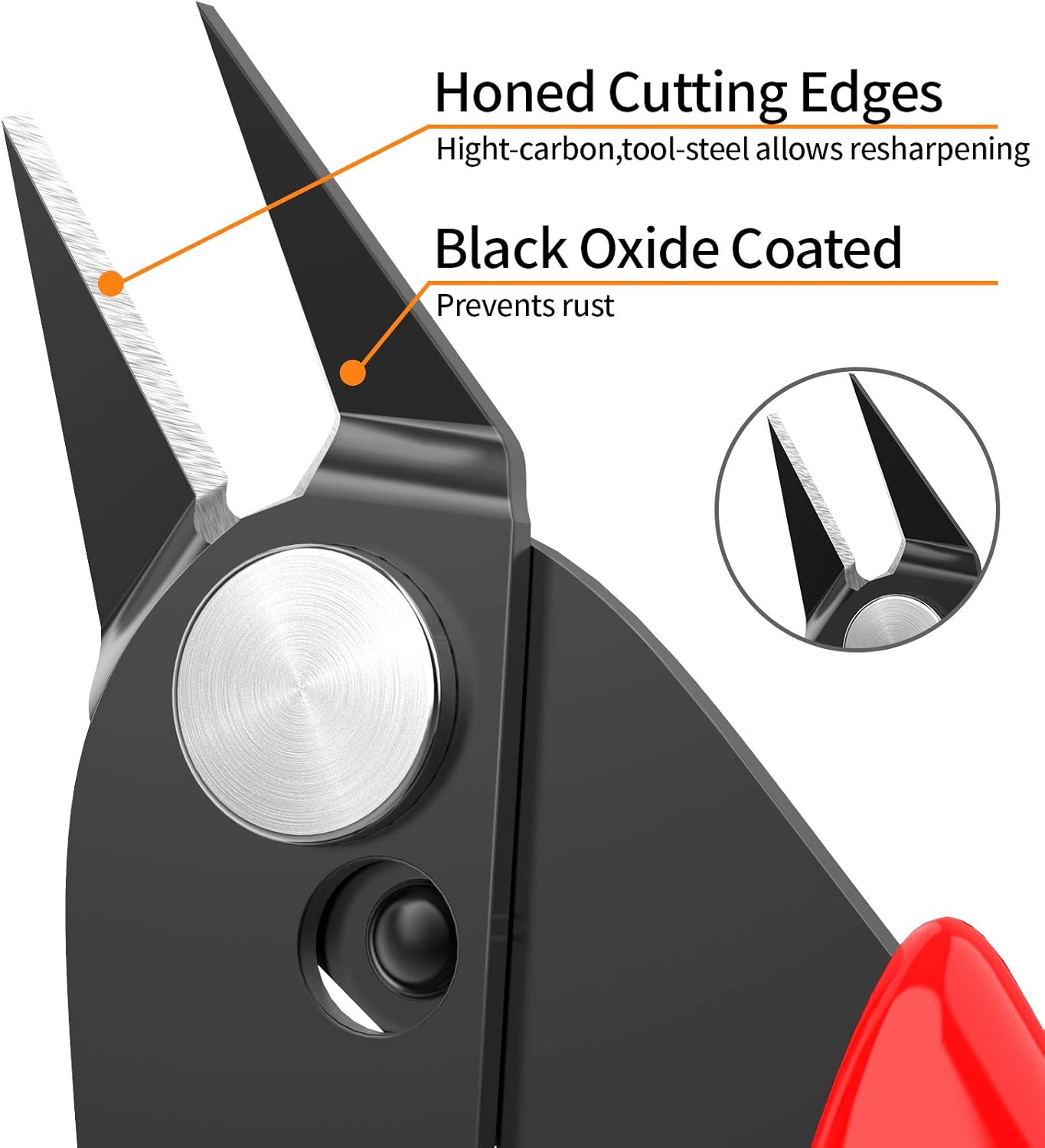 BOENFU Flush Cutter, Side Cutting Pliers, Internal Wire Spring, Zip Tie Cutter 5 Inches, Black - 2 Pack - - 