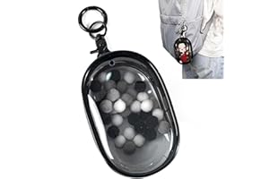 ZZFENGKR Clear Figures Display Bag, Portable Figures Storage Bag with Keychain, Mini Doll Hanging Blind Box, Single Zipper Closure Dustproof Collectibles Case for Mini Figures, Dolls (Black, Elliptic)