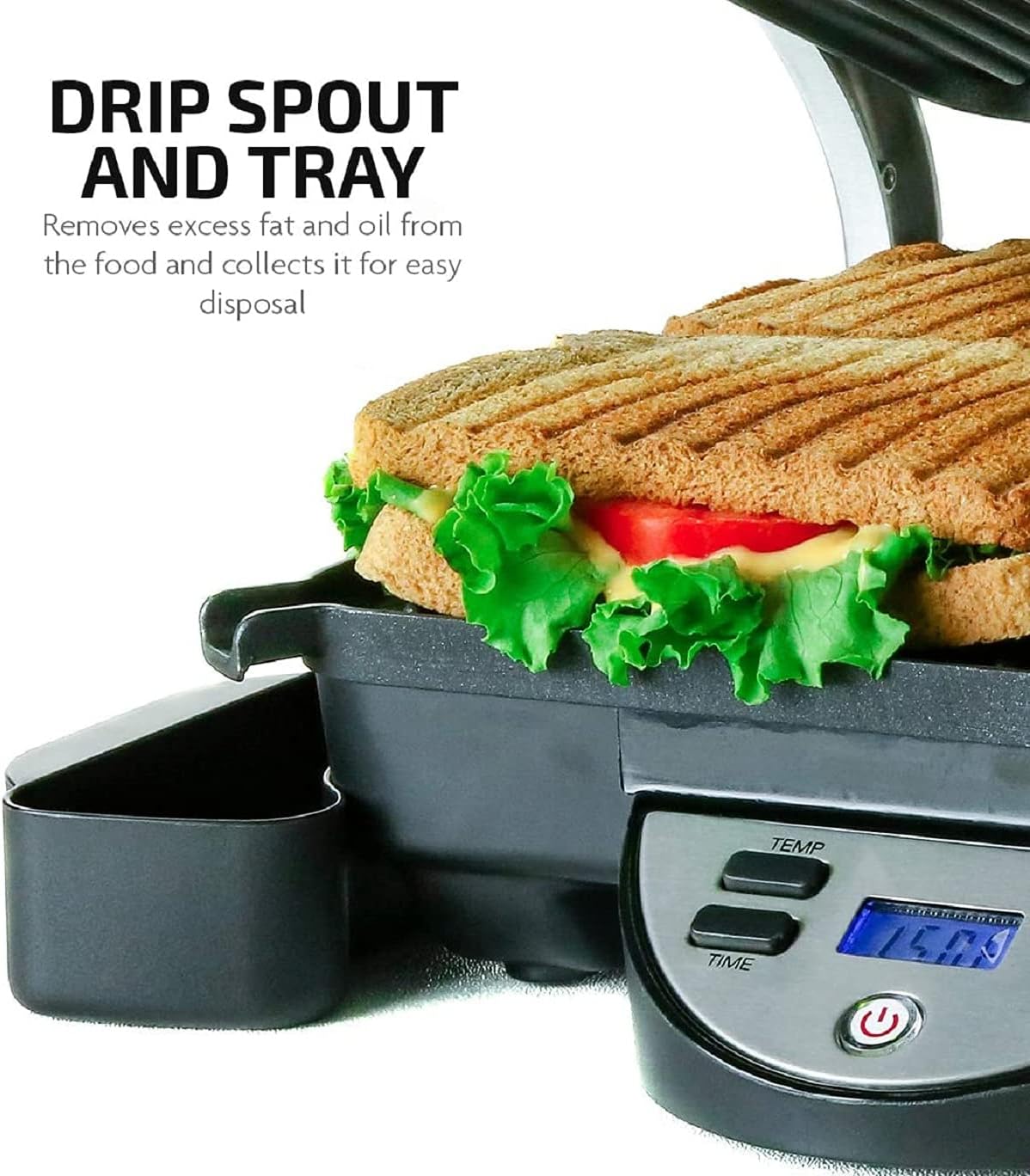 Ovente 4 Slice Electric Indoor Panini Press Grill with Non-Stick Double Flat Cast Iron Cooking Plates & Removable Drip Tray, Countertop Stainless Steel Sandwich Maker Bread Toaster, Silver GP1000BR: Kitchen & Dining