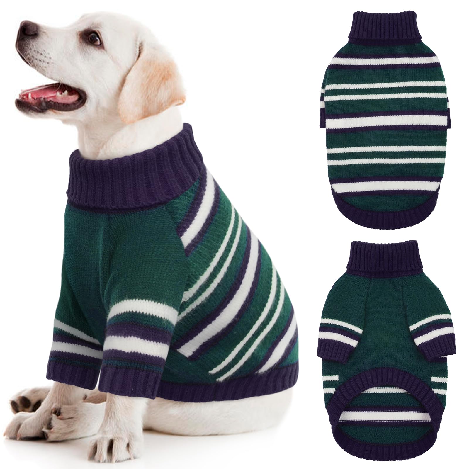 Kuoser XXL Dog Jumper, Large Sweater Warm, Knitted Pullover Christmas Outfit, Winter Clothes for Large Dogs, Turtleneck Fleece Coat, Soft Sweatshirt, Pet Christmas Outfit