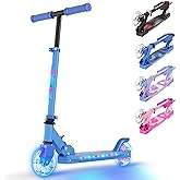 TONBUX Scooters for Kids 5-12, 2 Wheel Scooters with Cool Light Up Stem, Wheels, and Deck, 3 Level Adjustable Height Kick Scooter, Foldable and Lightweight Scooter for Kids 8-12