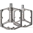 Road/Mountain Bike Pedals - 3 Bearings Bicycle Pedals - 9/16” CNC Machined Flat Pedals with Removable Anti-Skid Nails