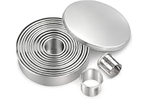 11 Pieces Round Biscuit Cookie Cutters Set(1.3/2/3/4/4.4 Inch), Professional Stainless Steel Pastry Cutter Biscuit Cutters fo