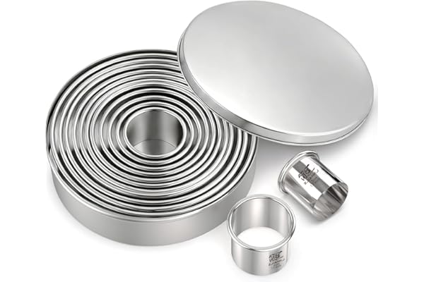 ZJIANKJ 11 Pieces Round Biscuit Cookie Cutters Set(1.3/2/3/4/4.4 Inch), Professional Stainless Steel Pastry Cutter Biscuit Cu