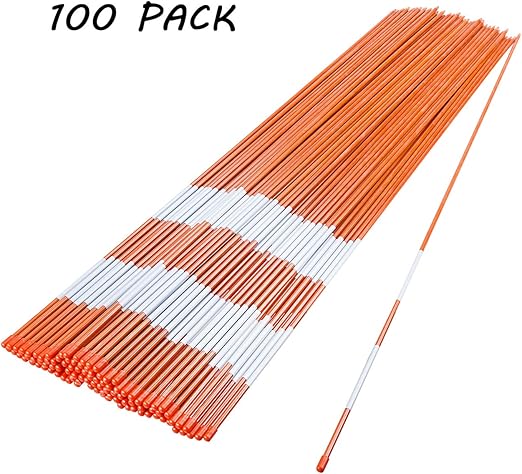 10 Pack Orange Driveway Markers 4 Ft Snow Stakes Reflective