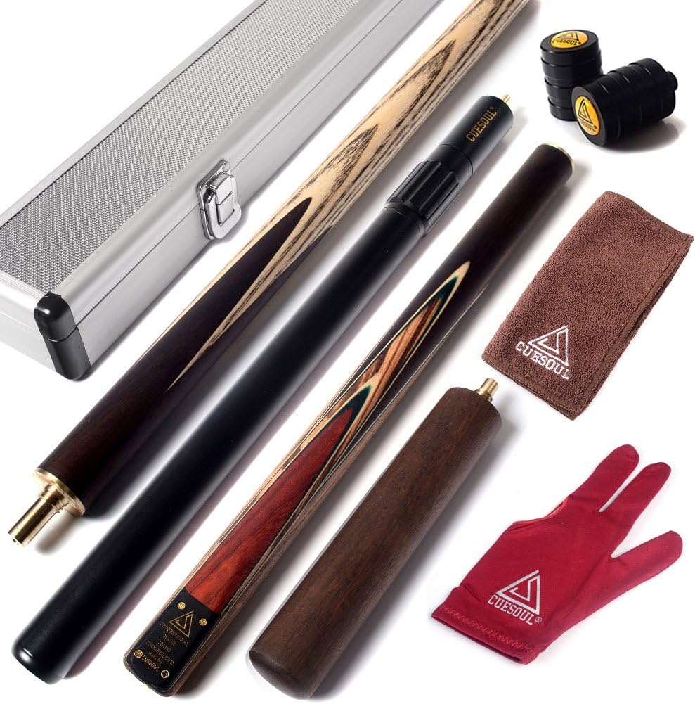 CUESOUL 57inch 3/4 Jointed Pool Cue 18oz Ash Walnut Extension Case