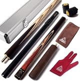 CUESOUL 57inch 3/4 Jointed Pool Cue 18oz Ash Walnut Extension Case