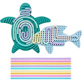2 Pack Sensory Activity Board with 20 Random-Color Strings, Double-Sided Silicone Sensory Fidget Toy for Kids and Adults with Autism, ADHD, Silent, Stress Relief, Calming, Focus, Gift for Girls Boys