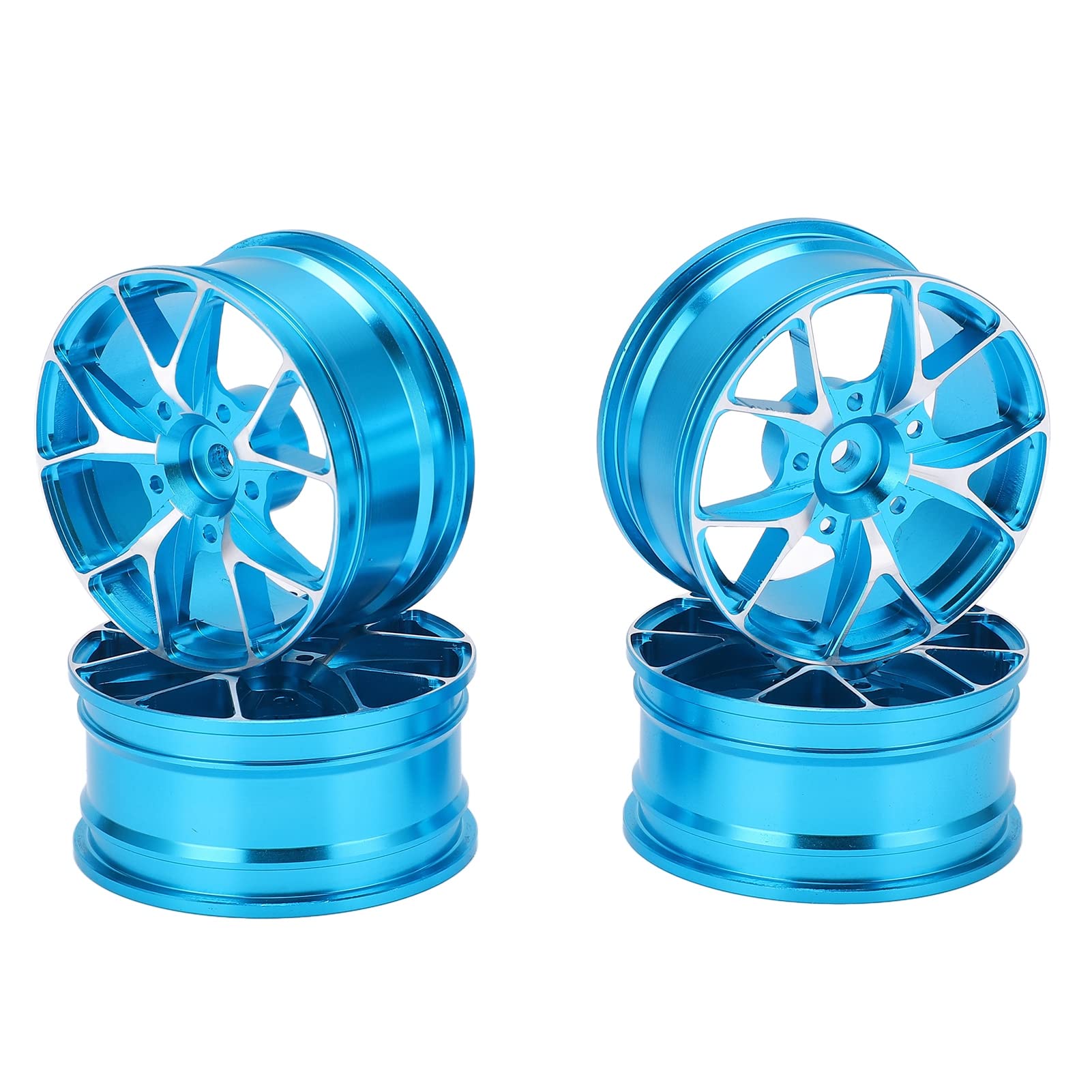 Leapiture 4 pcs 52mm remote control drift wheel, aluminum alloy wheels, RC car rim accessories for 1/10 sports car flat car road and car drifting model travel wheels toy(Blue)