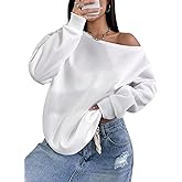 Remidoo Womens Off Shoulder Sweatshirt Drop Shoulder Oversized Long Sleeve Pullover Top