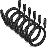 Moukey XLR Cables 10ft XLR 10 Feet Microphone Male to Female Mic Cables Cord, Black 6-Pack