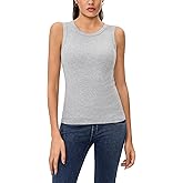 KAZCANA Women's Sleeveless Crewneck Ribbed Tank Top Slim Fit Racerback Summer Basic Shirt