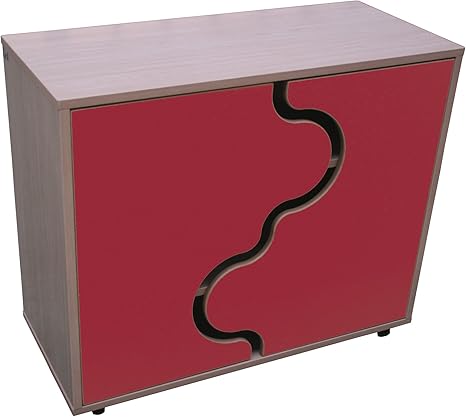Mobeduc Onda Armario bajo con Puertas, Madera, Rojo, 90 x 76,5 x 40 cm