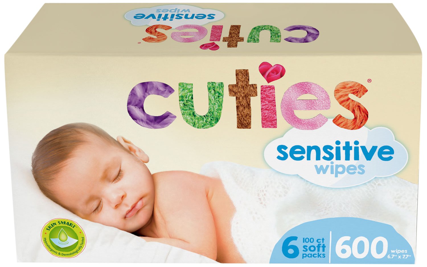 Cuties Complete Care Sensitive Baby Wipes, Unscented, 600Count