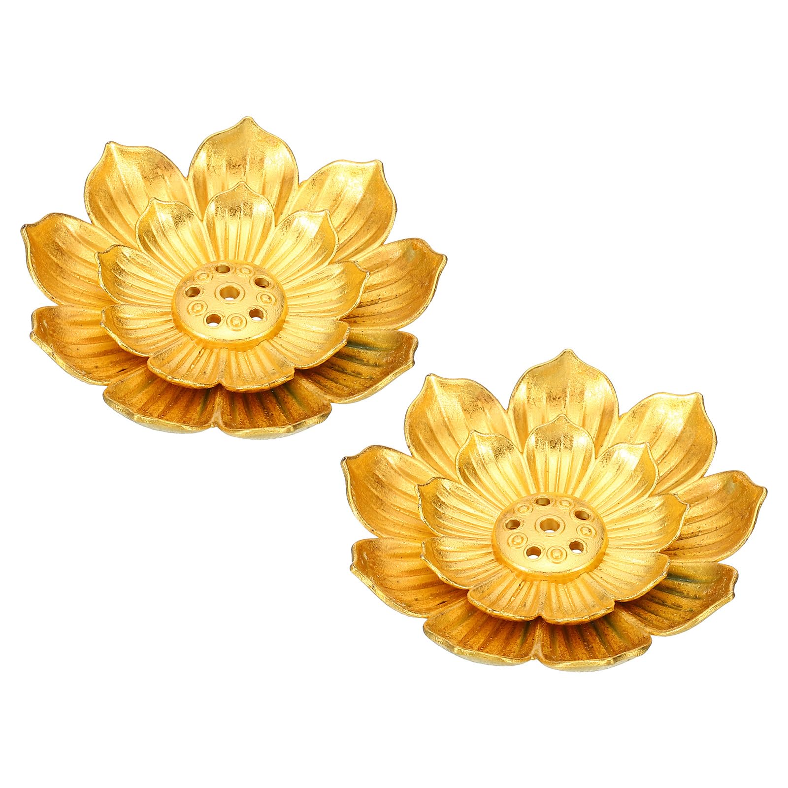 PATIKIL Lotus Incense Stick Holder, 2 Pack Alloy Incense Base Stand for Yoga Spa Room Home Office, Gold Tone 2.2