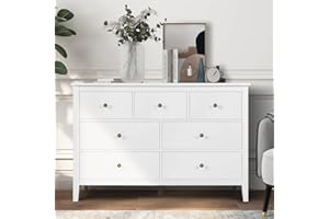 Vikiullf White Nightstands - Modern 7 Drawer Night Stands for Bedroom, Wooden Bedside Tables